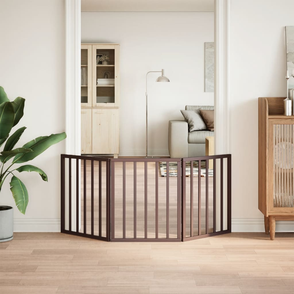 hundelåge 3 paneler 150 cm foldbar poppeltræ brun