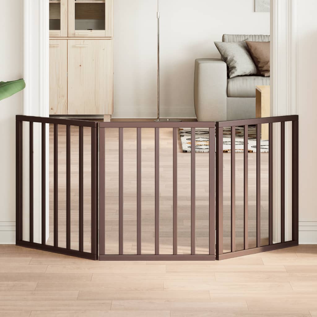 hundelåge 3 paneler 150 cm foldbar poppeltræ brun