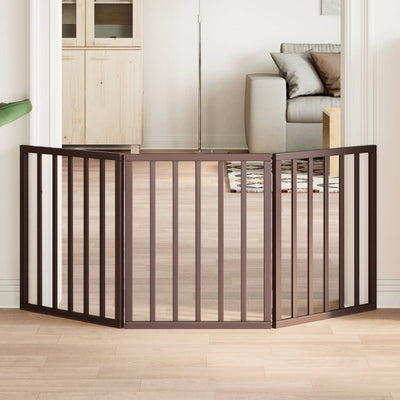 hundelåge 3 paneler 150 cm foldbar poppeltræ brun
