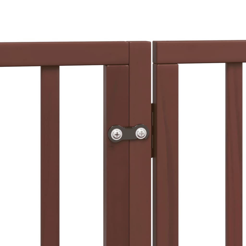 hundelåge med dør 6 paneler 300 cm foldbar poppeltræ brun