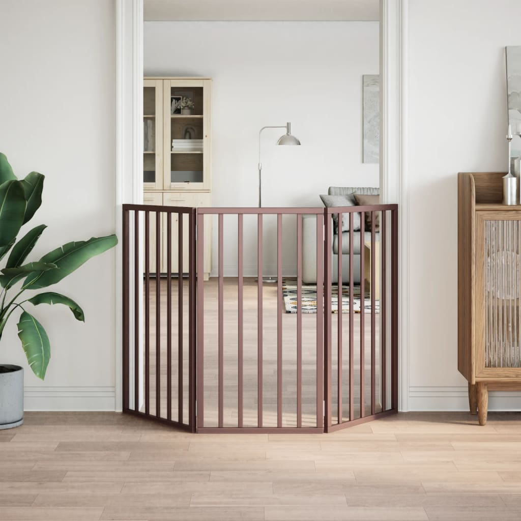 hundelåge 3 paneler 150 cm foldbar poppeltræ brun