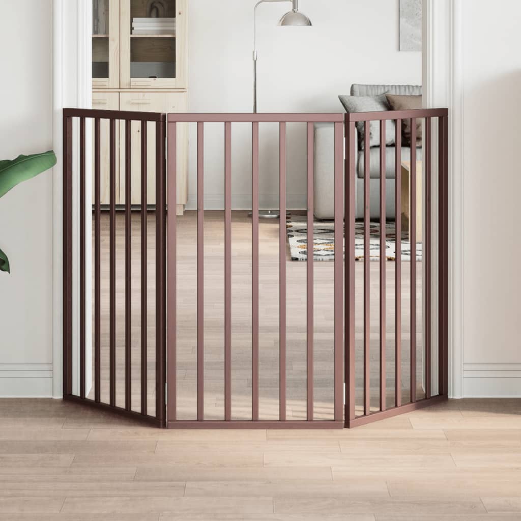 hundelåge 3 paneler 150 cm foldbar poppeltræ brun