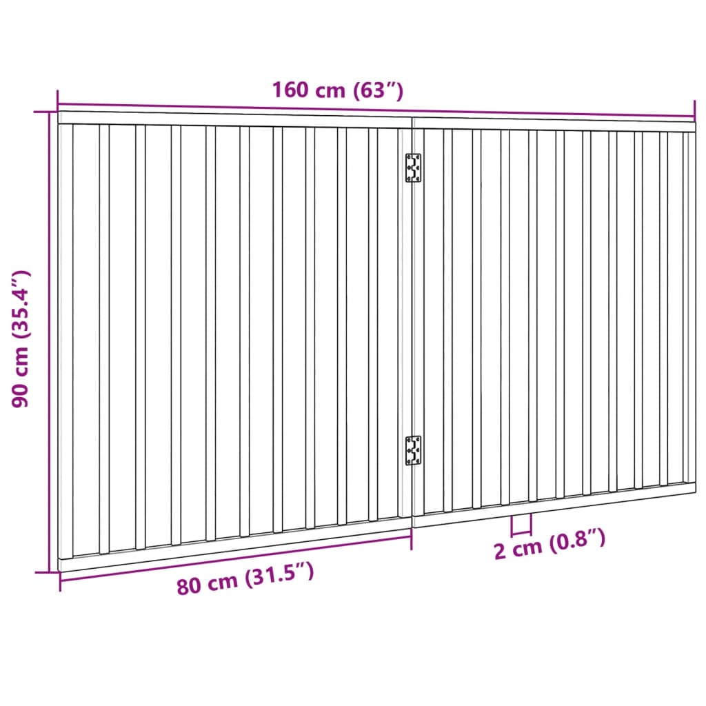 hundelåge 2 paneler 160 cm foldbar poppeltræ brun