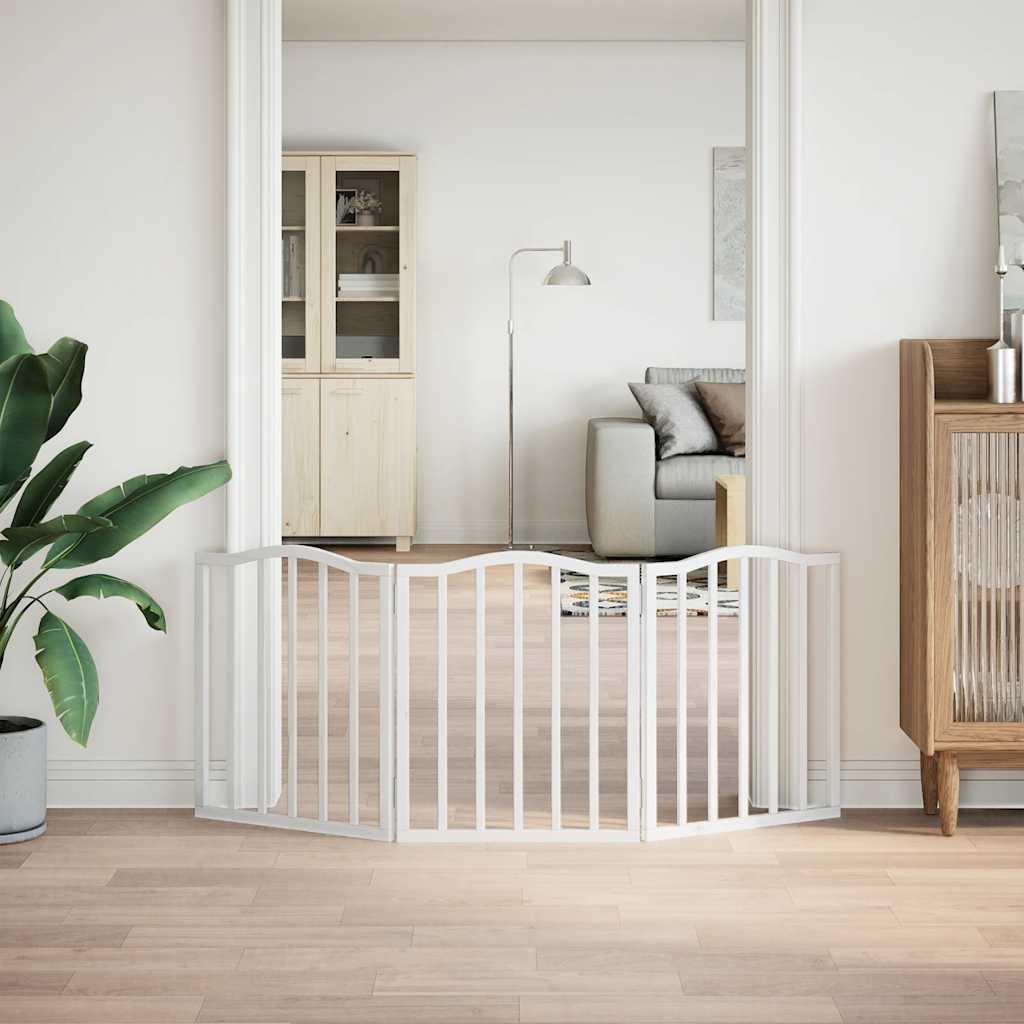 hundelåge 3 paneler 150 cm foldbar poppeltræ hvid