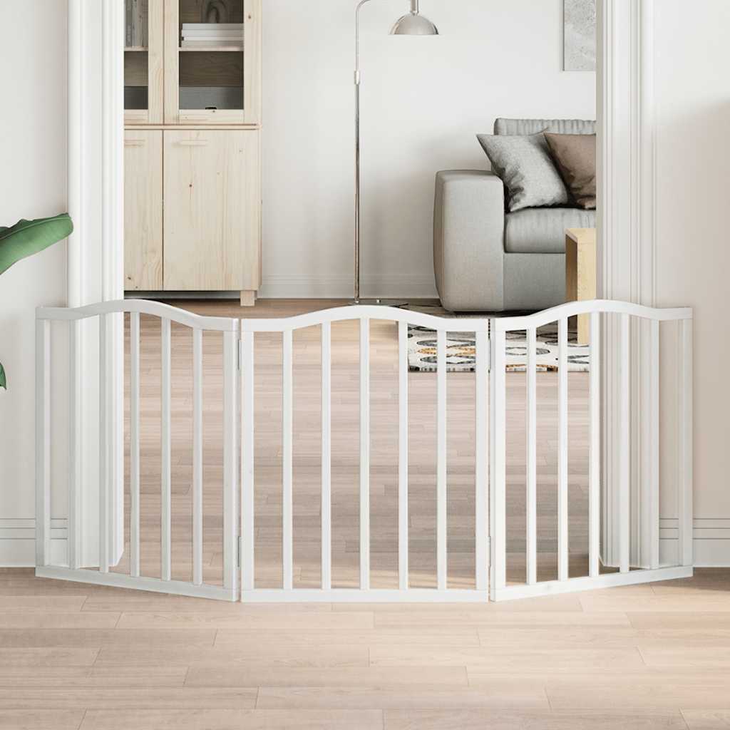 hundelåge 3 paneler 150 cm foldbar poppeltræ hvid