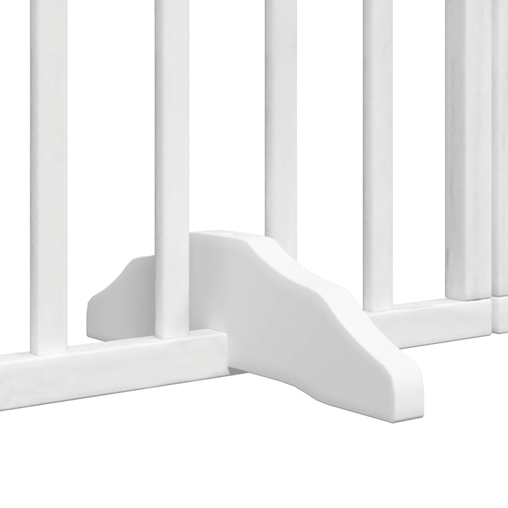hundelåge med dør 6 paneler 300 cm foldbar poppeltræ hvid