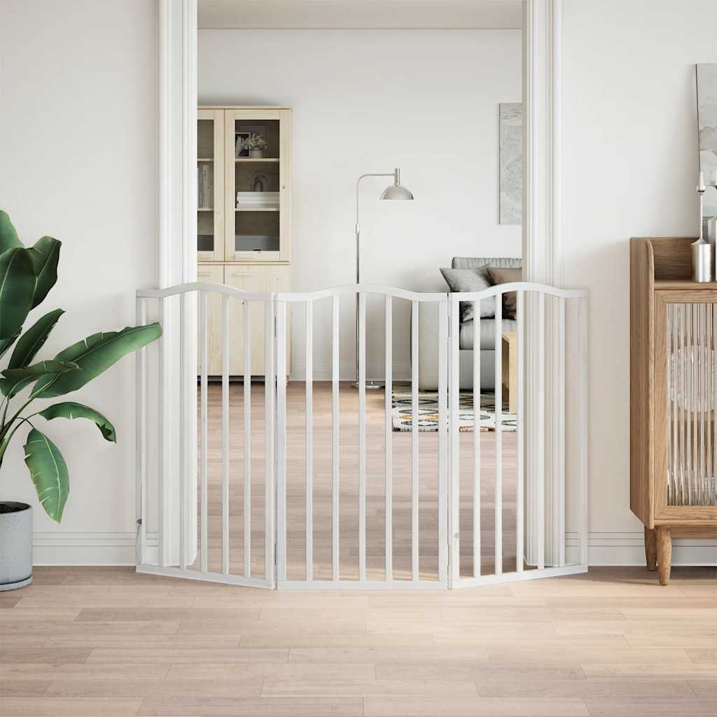 hundelåge 3 paneler 150 cm foldbar poppeltræ hvid