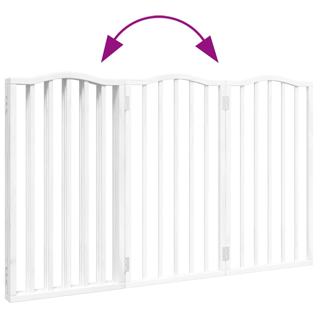hundelåge 3 paneler 150 cm foldbar poppeltræ hvid