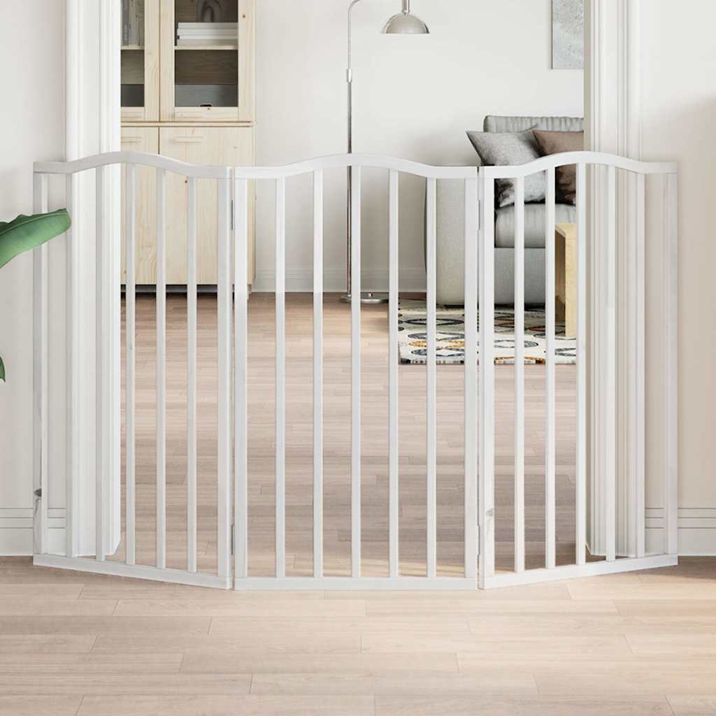 hundelåge 3 paneler 150 cm foldbar poppeltræ hvid