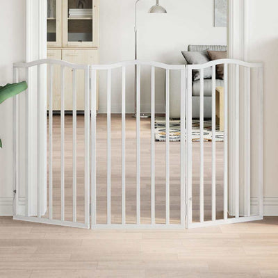 hundelåge 3 paneler 150 cm foldbar poppeltræ hvid