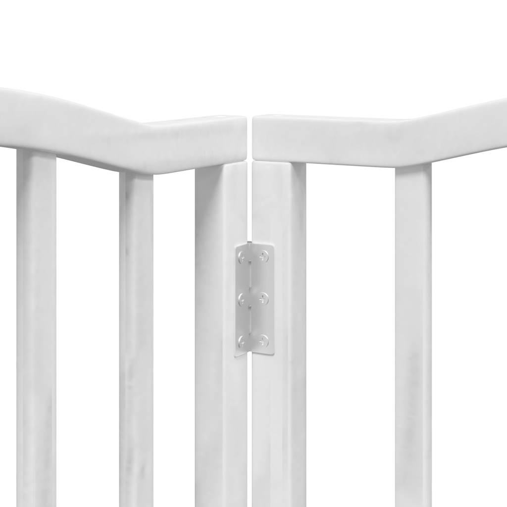 hundelåge med dør 6 paneler 300 cm foldbar poppeltræ hvid