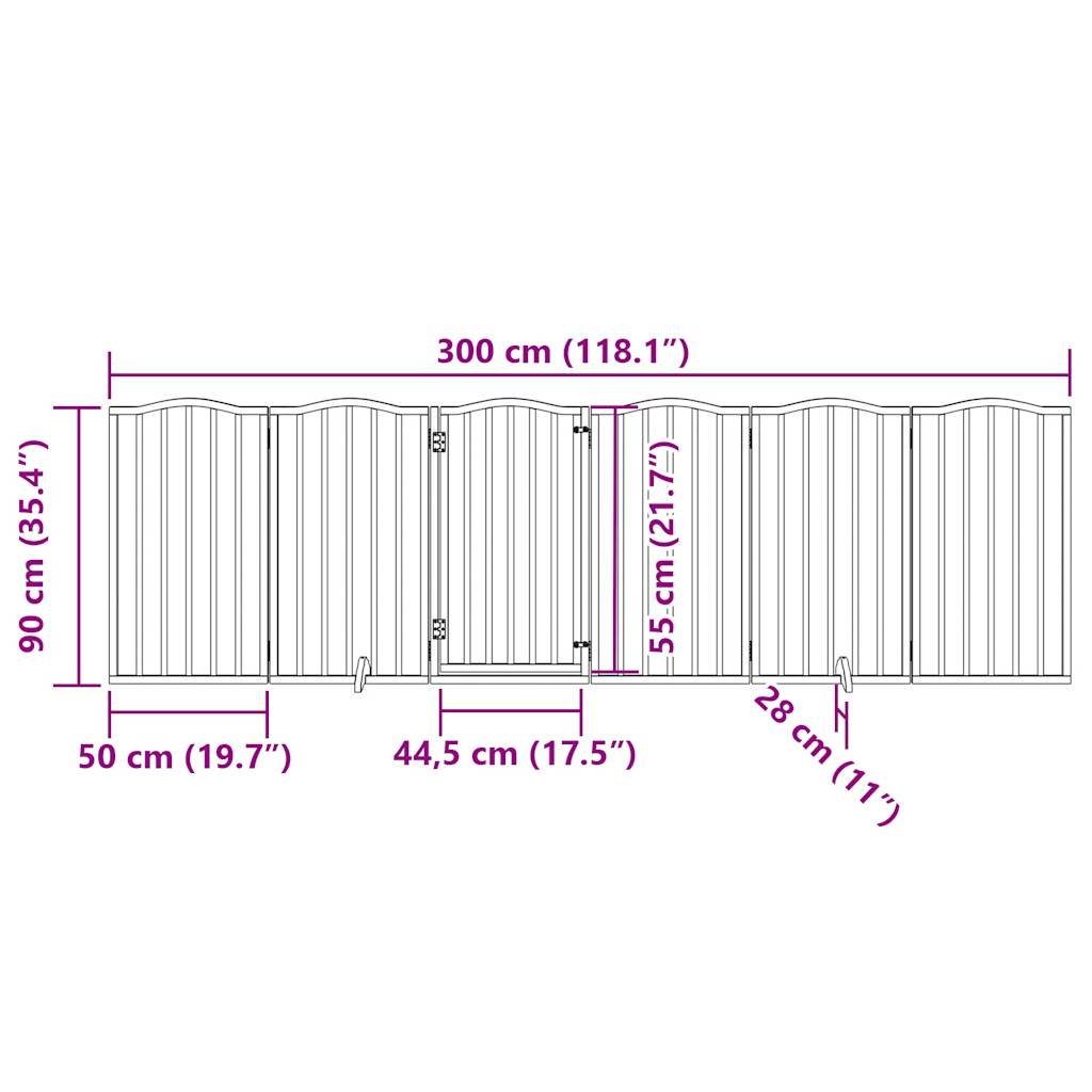 hundelåge med dør 6 paneler 300 cm foldbar poppeltræ hvid