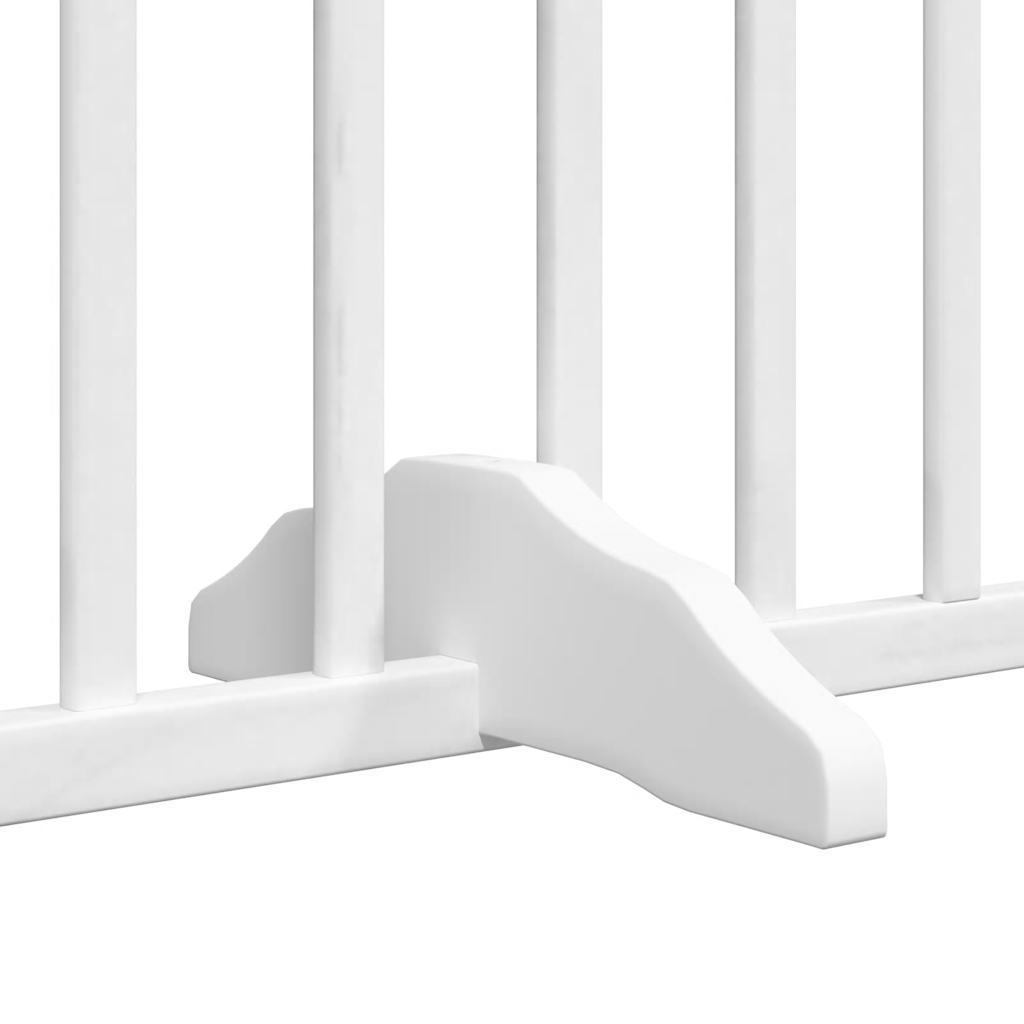 hundelåge med dør 4 paneler 320 cm foldbar poppeltræ hvid