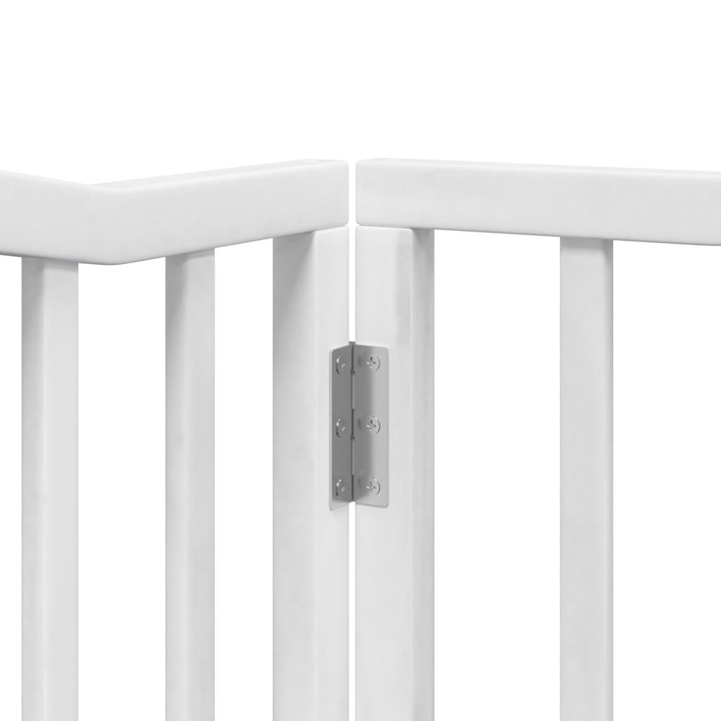 hundelåge med dør 4 paneler 320 cm foldbar poppeltræ hvid