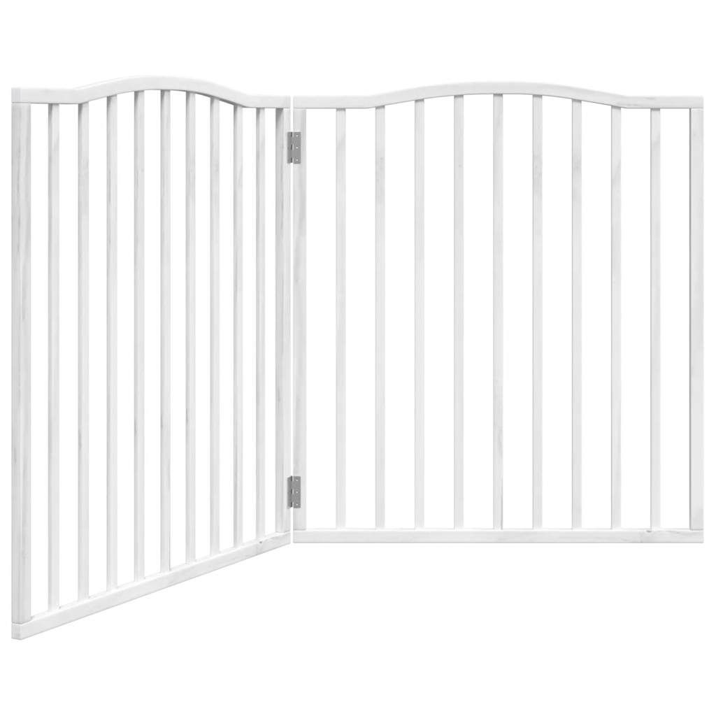 hundelåge med dør 4 paneler 320 cm foldbar poppeltræ hvid
