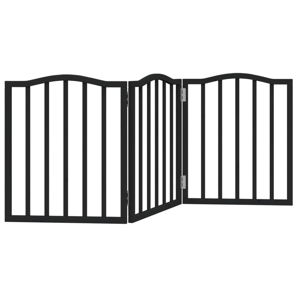 hundelåge 3 paneler 150 cm foldbar poppeltræ sort