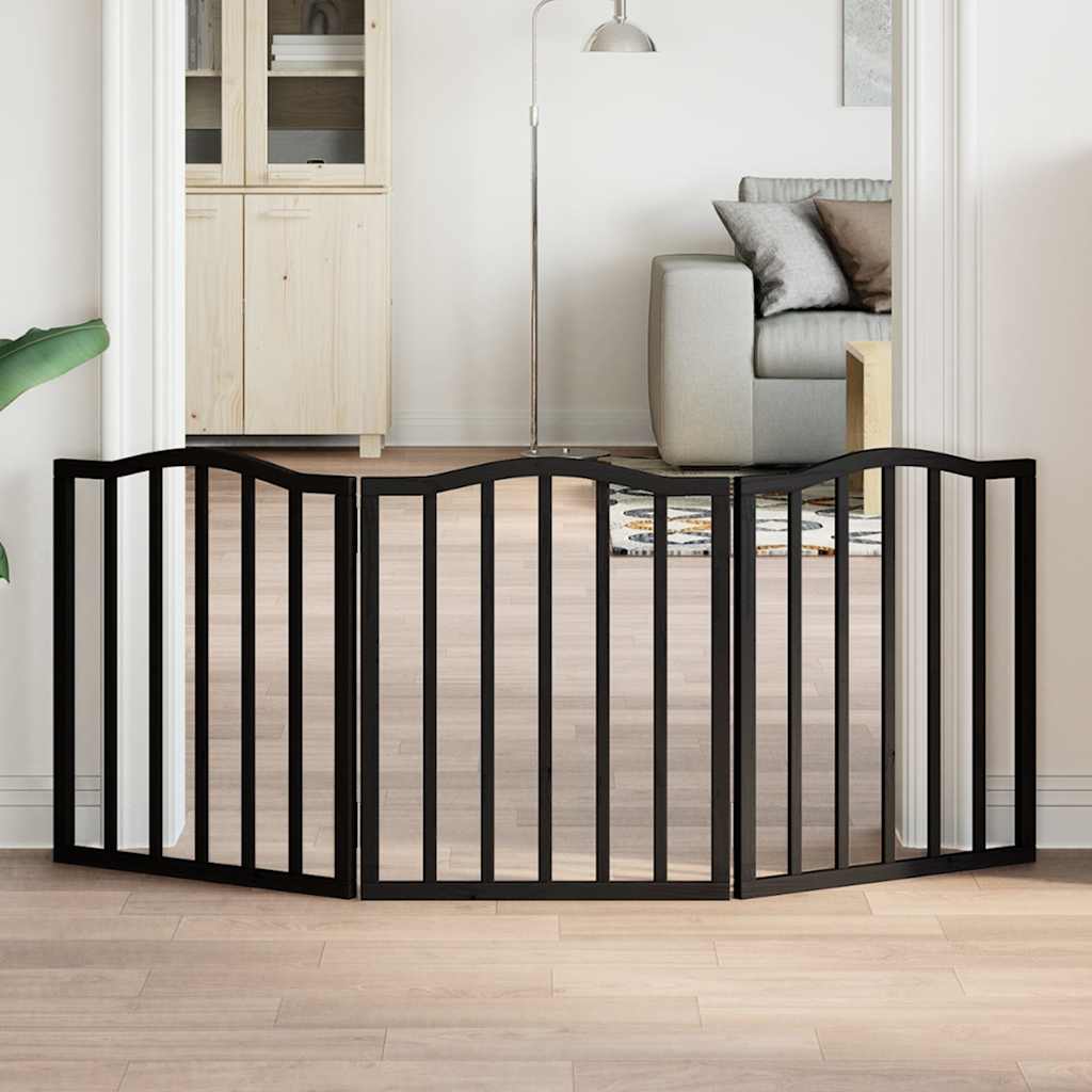 hundelåge 3 paneler 150 cm foldbar poppeltræ sort
