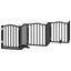 hundelåge med dør 6 paneler 300 cm foldbar poppeltræ sort
