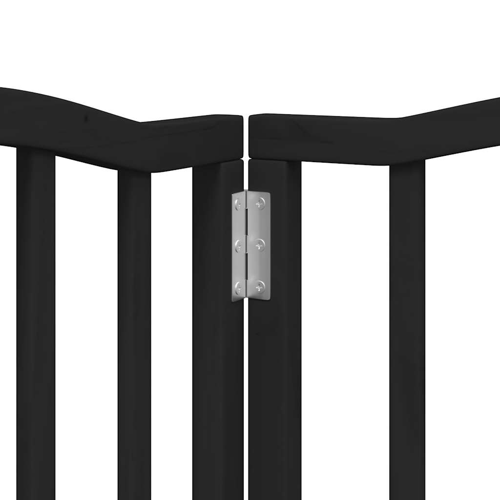 hundelåge med dør 6 paneler 300 cm foldbar poppeltræ sort