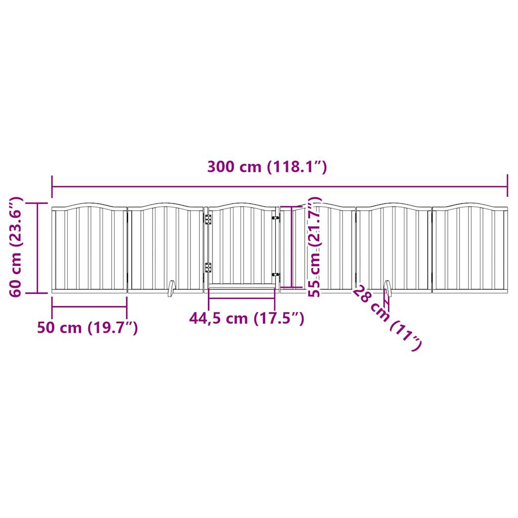 hundelåge med dør 6 paneler 300 cm foldbar poppeltræ sort