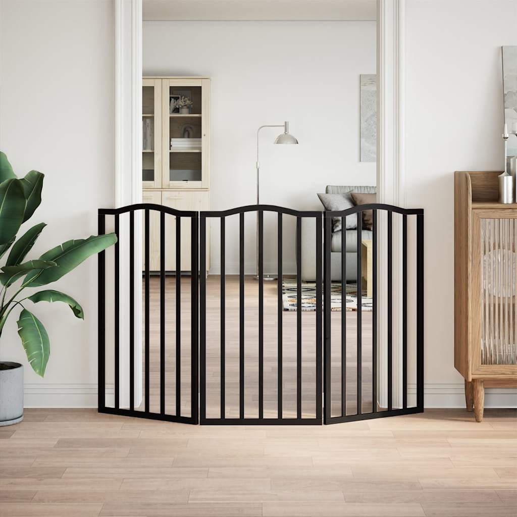 hundelåge 3 paneler 150 cm foldbar poppeltræ sort