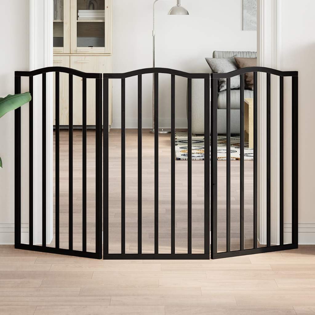 hundelåge 3 paneler 150 cm foldbar poppeltræ sort