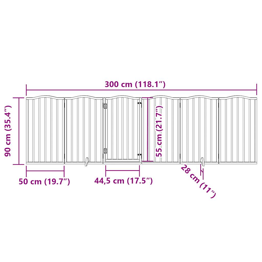 hundelåge med dør 6 paneler 300 cm foldbar poppeltræ sort