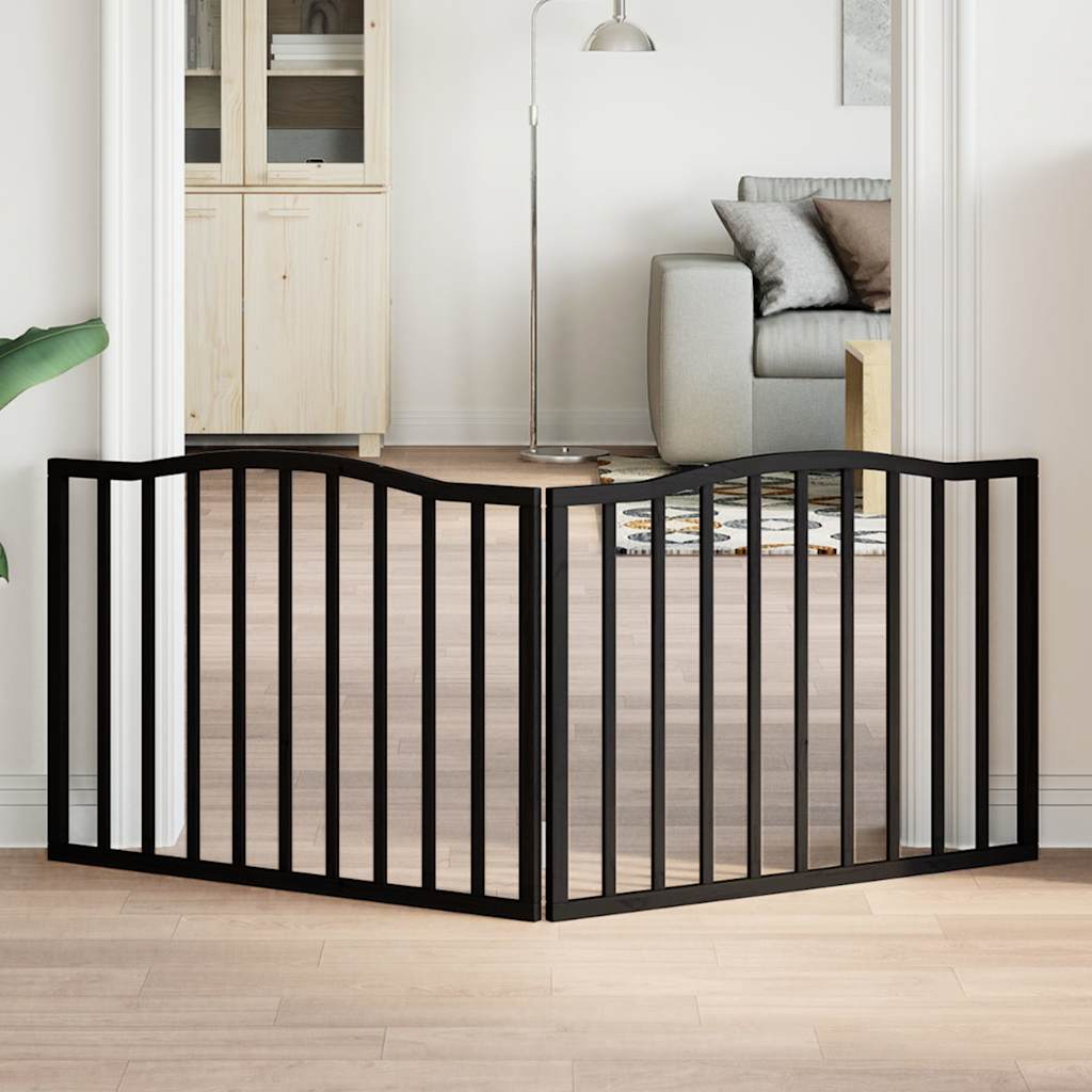 hundelåge 2 paneler 150 cm foldbar poppeltræ sort