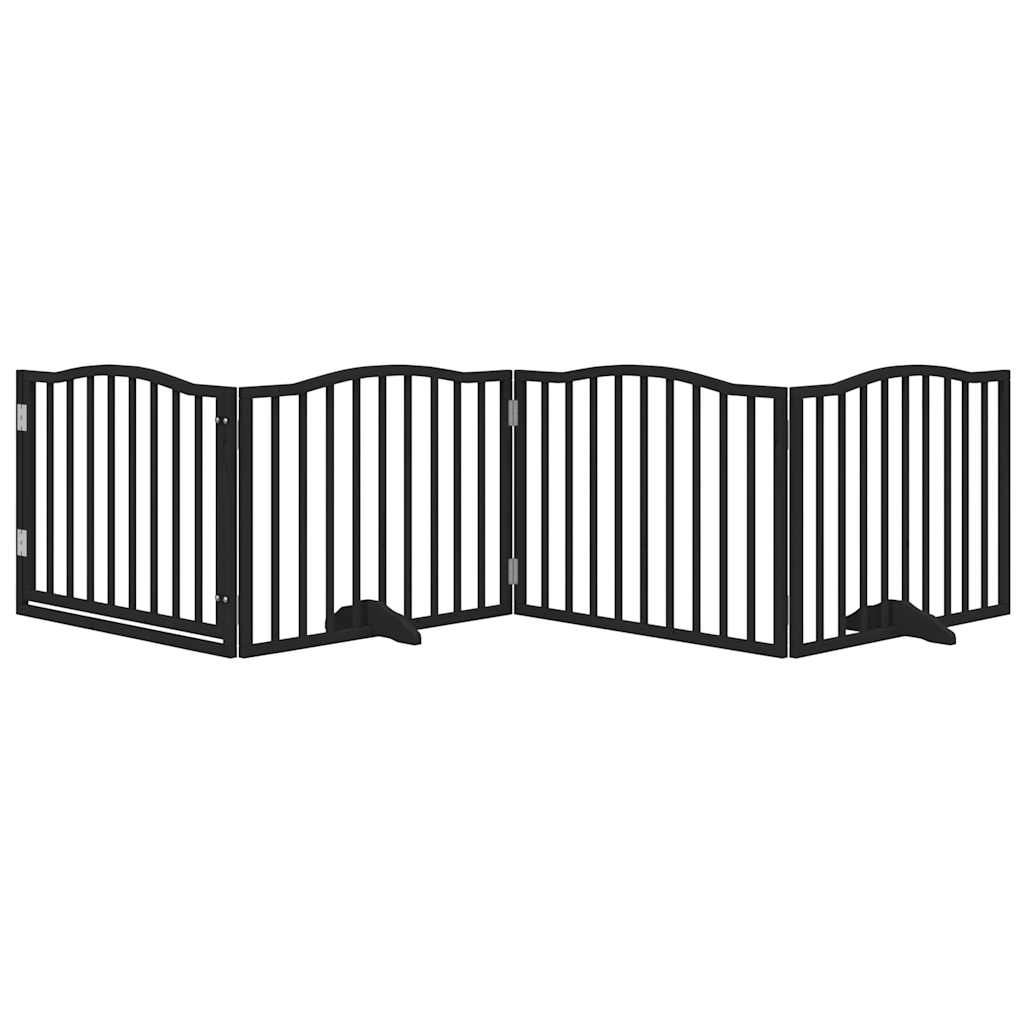 hundegitter med dør, foldbar, 4 paneler, sort, 320 cm, poppeltræ