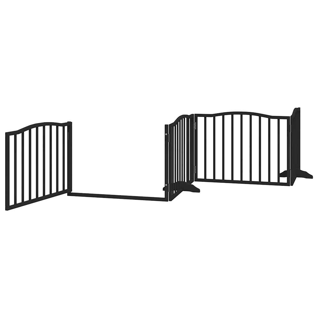 hundegitter med dør, foldbar, 4 paneler, sort, 320 cm, poppeltræ
