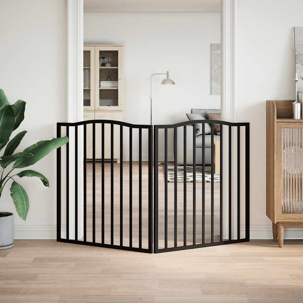 hundelåge 2 paneler 150 cm foldbar poppeltræ sort