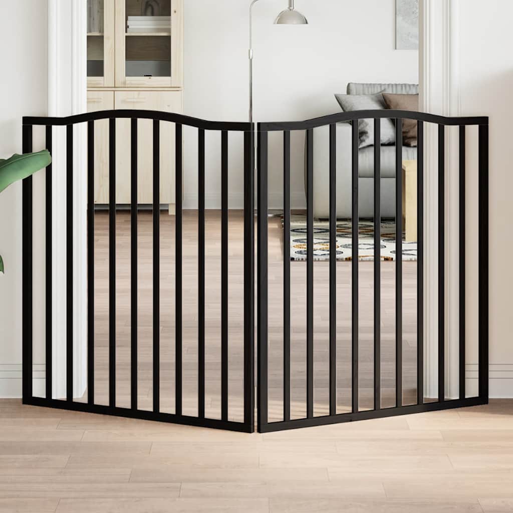 hundelåge 2 paneler 150 cm foldbar poppeltræ sort