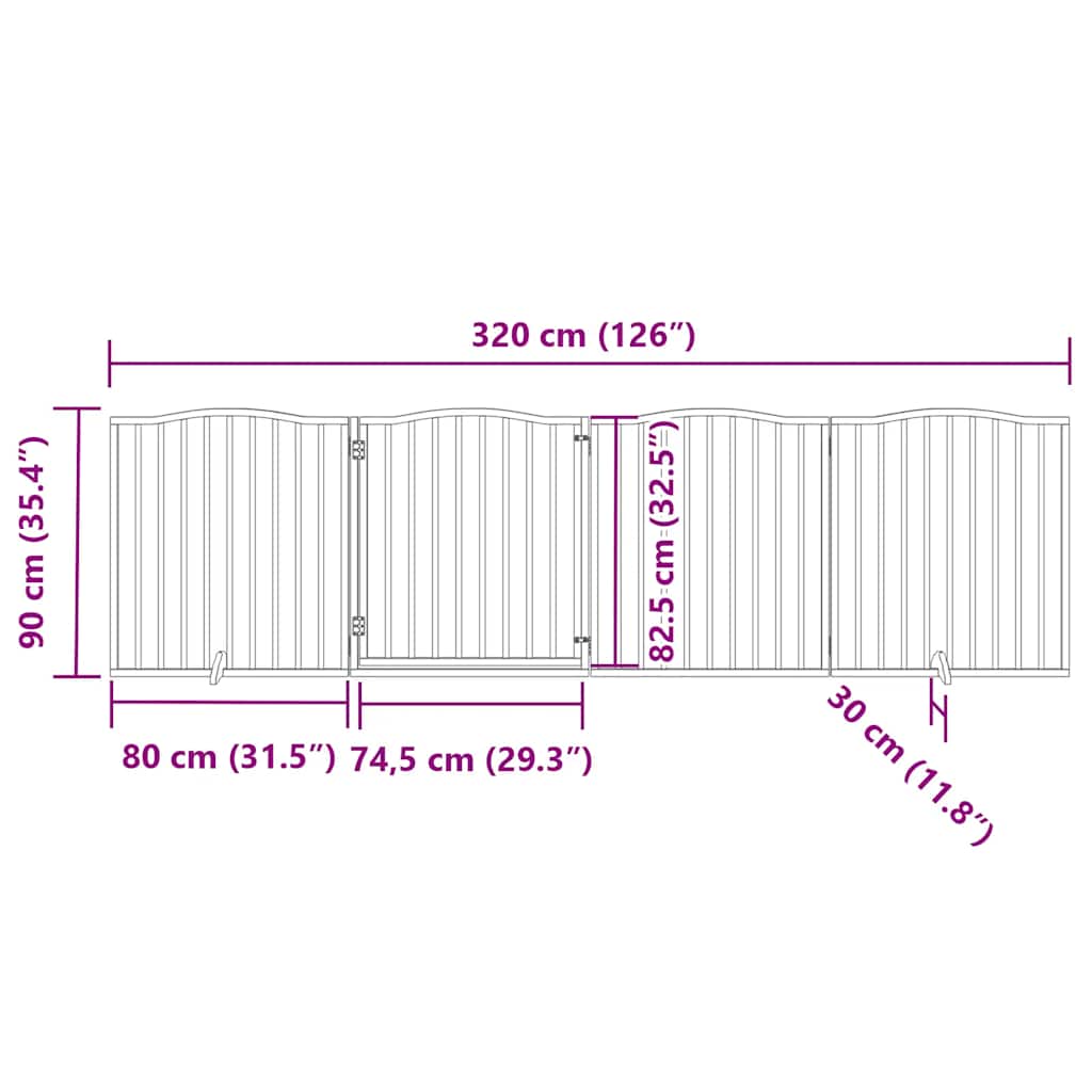 hundelåge med dør 4 paneler 300 cm foldbar poppeltræ sort
