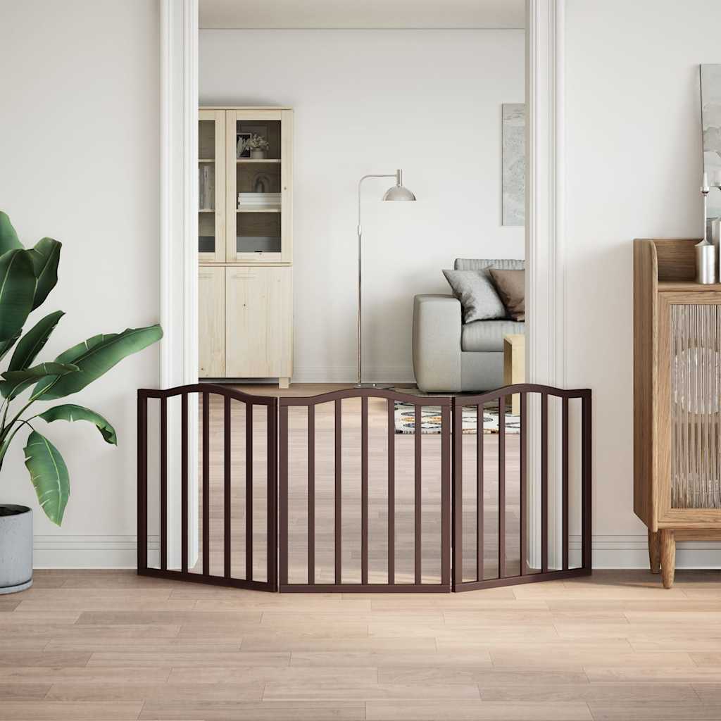 hundelåge 3 paneler 150 cm foldbar poppeltræ brun egetræsfarve
