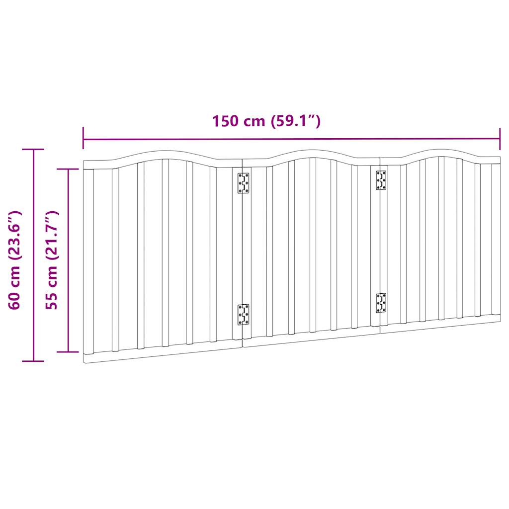 hundelåge 3 paneler 150 cm foldbar poppeltræ brun egetræsfarve