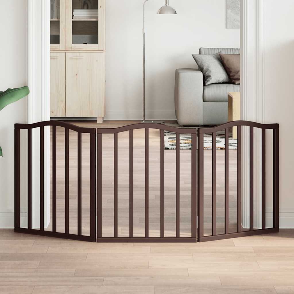 hundelåge 3 paneler 150 cm foldbar poppeltræ brun egetræsfarve