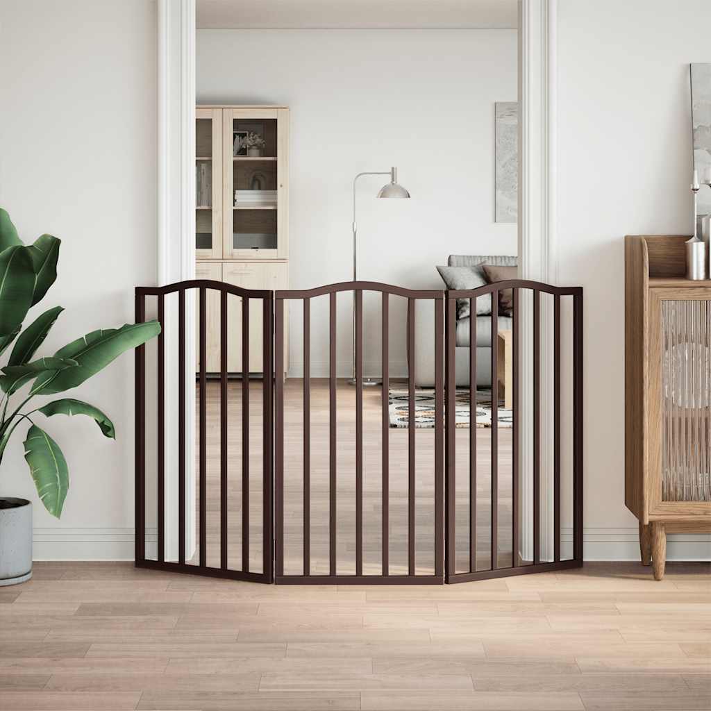 hundelåge 3 paneler 150 cm foldbar poppeltræ brun egetræsfarve
