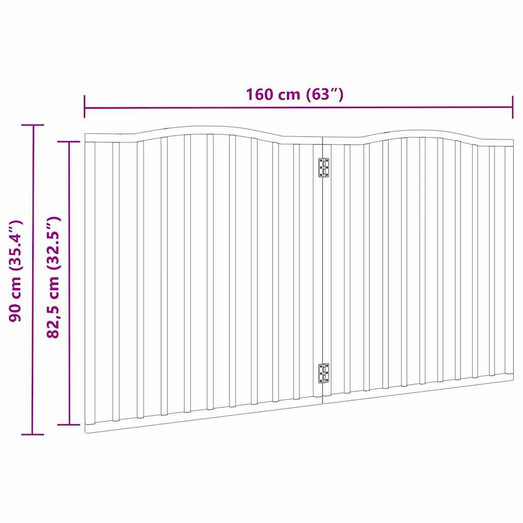 hundelåge 2 paneler 160 cm foldbar poppeltræ brun egetræ