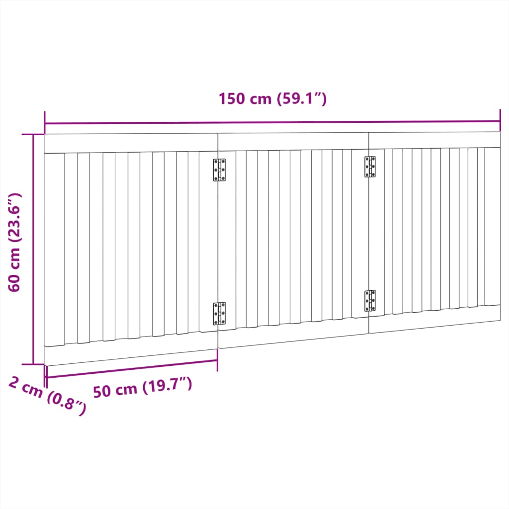 hundegitter foldbart 3 paneler 150 cm poppeltræ