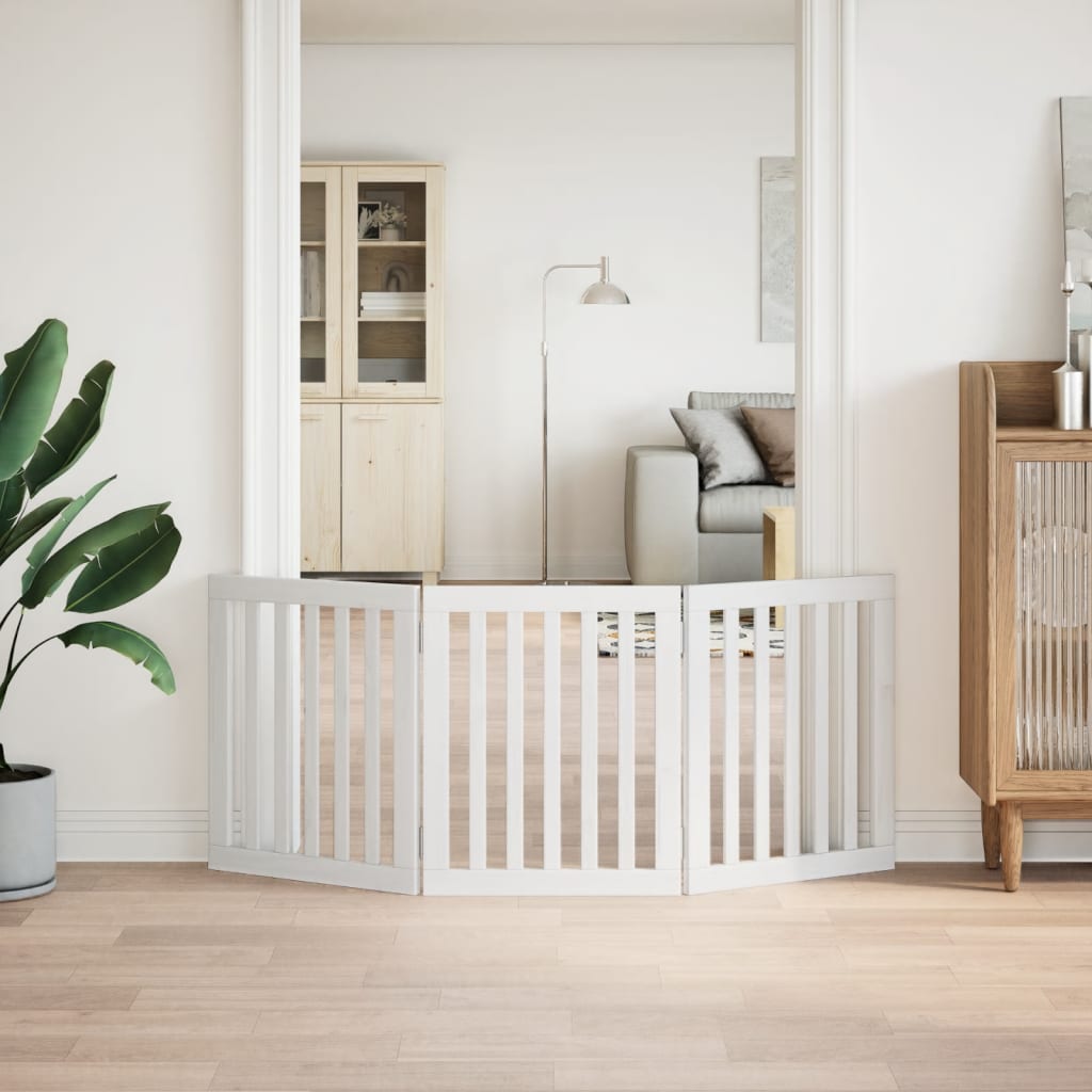 hundelåge 3 paneler 150 cm foldbar poppeltræ hvid