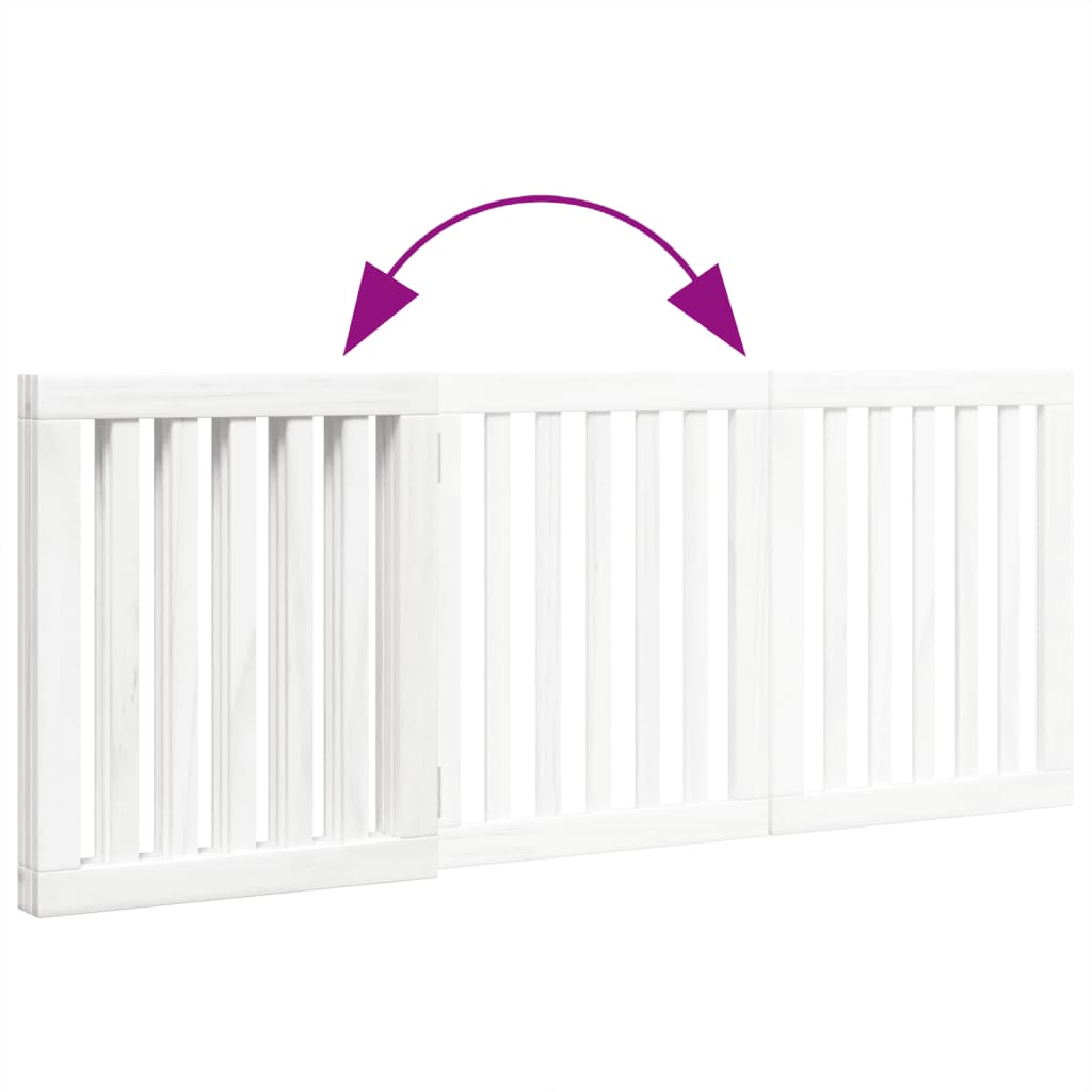 hundelåge 3 paneler 150 cm foldbar poppeltræ hvid