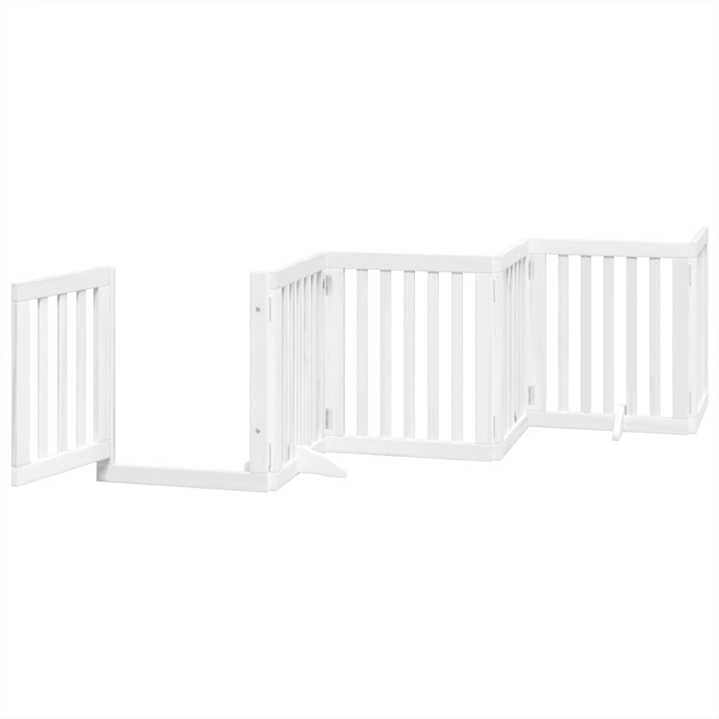 hundelåge med dør 6 paneler 300 cm foldbar poppeltræ hvid