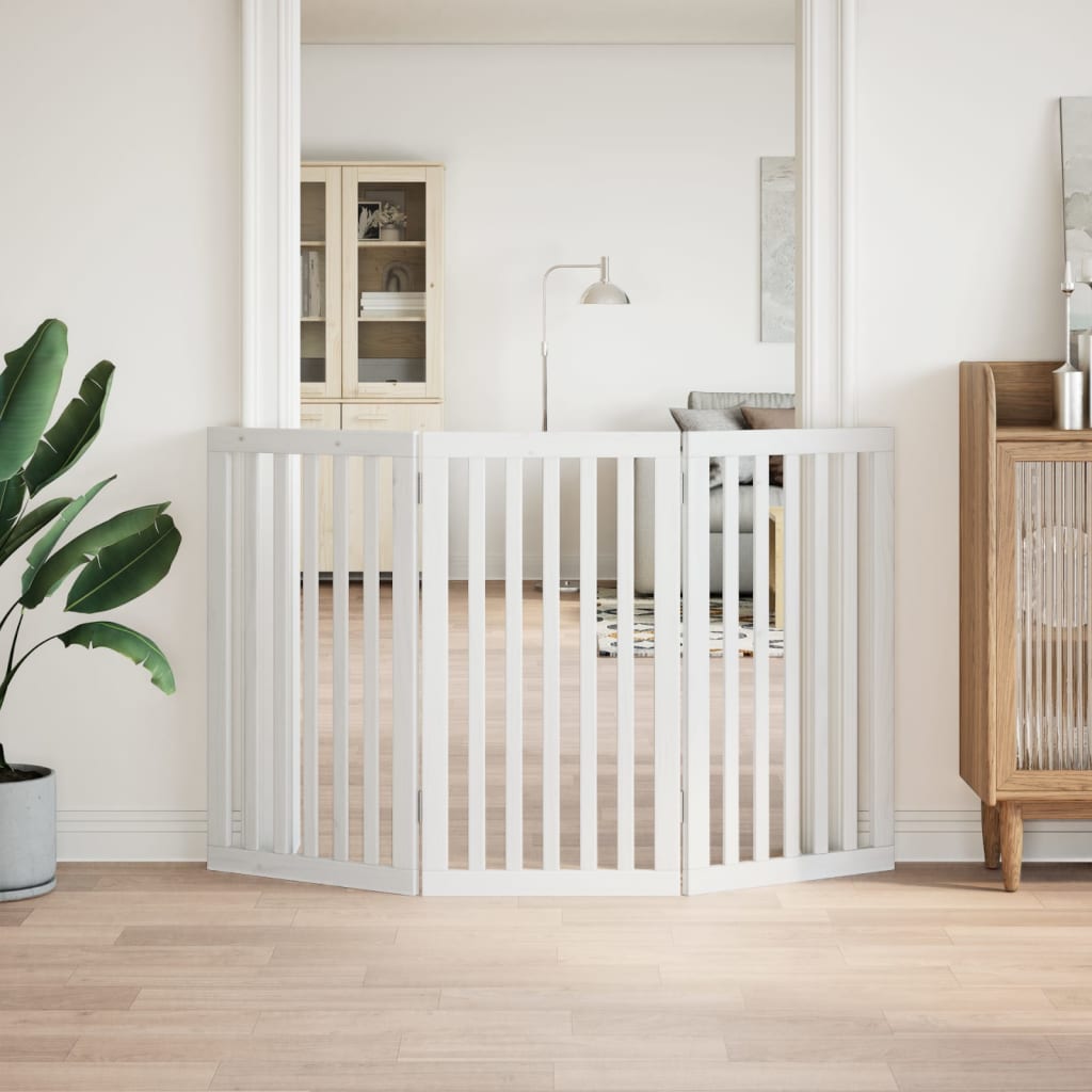 hundelåge 3 paneler 150 cm foldbar poppeltræ hvid
