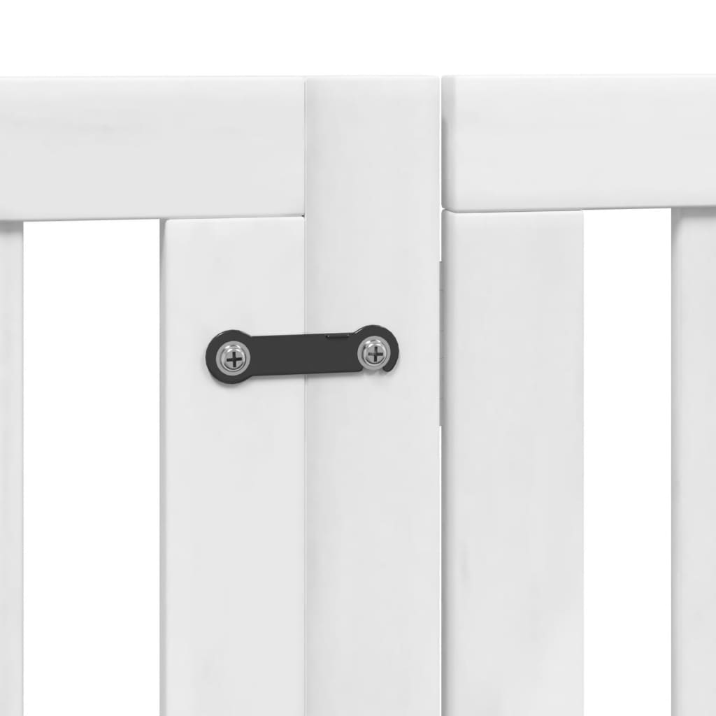 hundelåge med dør 6 paneler 300 cm foldbar poppeltræ hvid