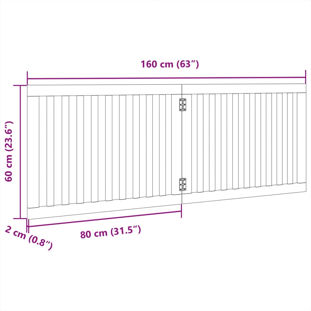 hundelåge 2 paneler 160 cm foldbar poppeltræ hvid