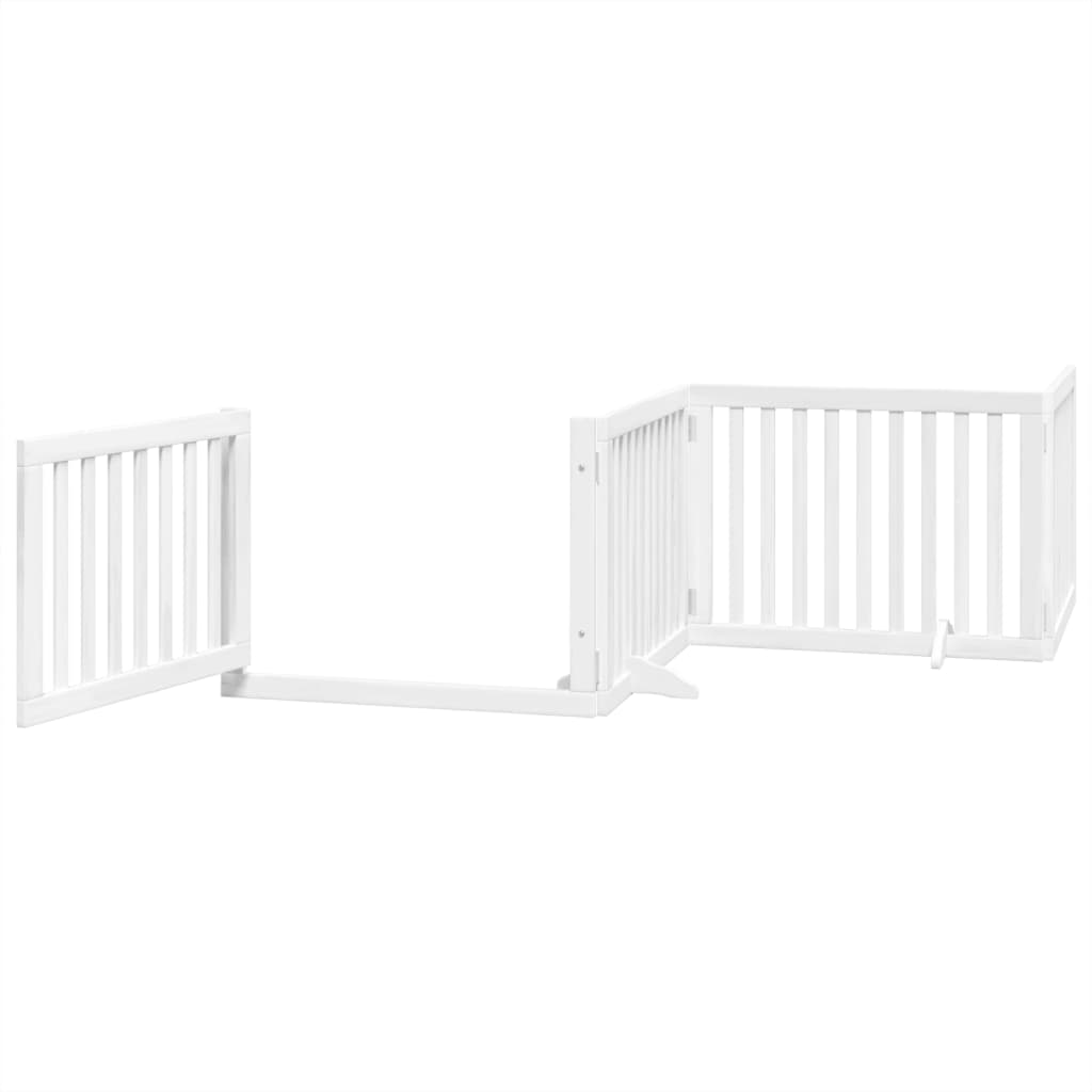 hundelåge med dør 4 paneler 320 cm foldbar poppeltræ hvid