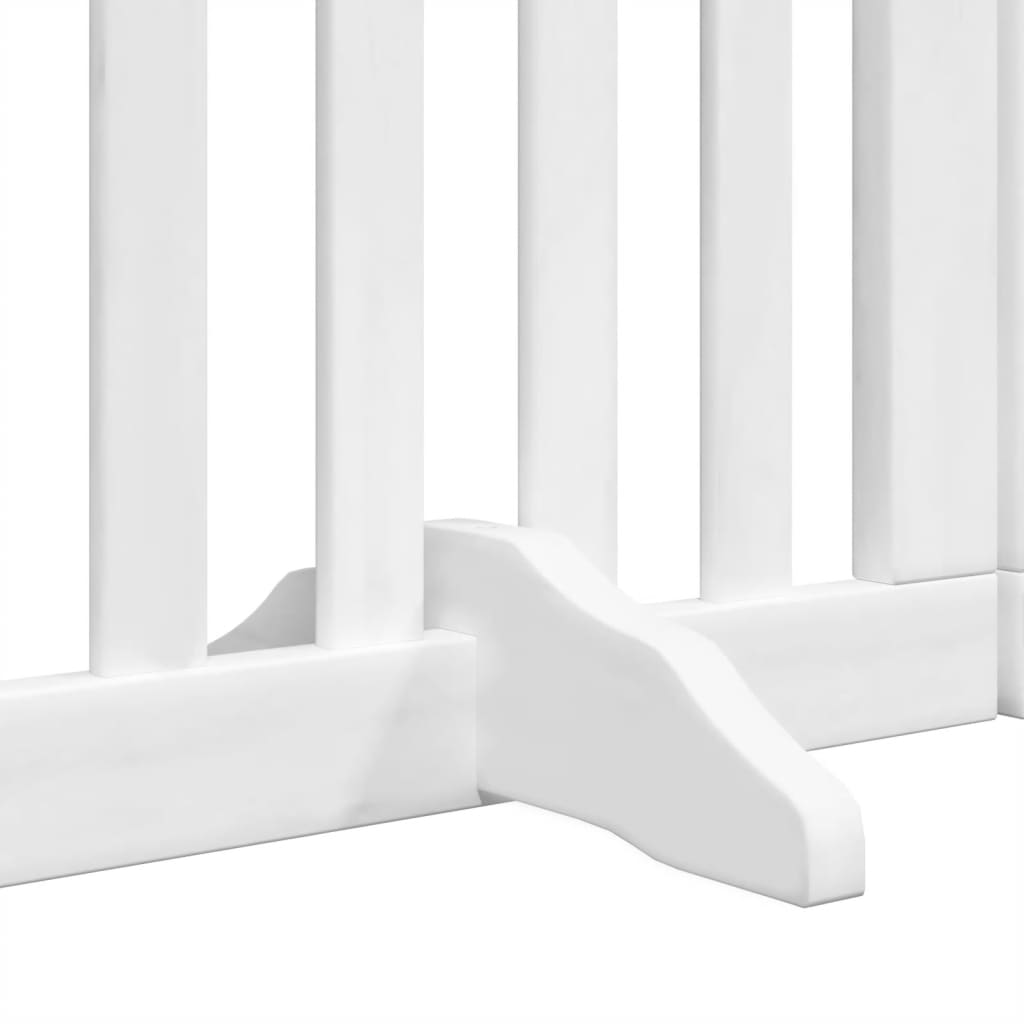 hundelåge med dør 4 paneler 320 cm foldbar poppeltræ hvid
