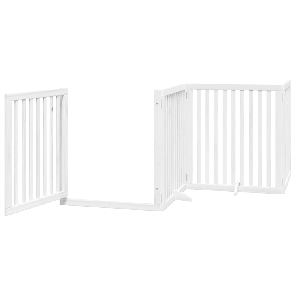 hundelåge med dør 4 paneler 320 cm foldbar poppeltræ hvid