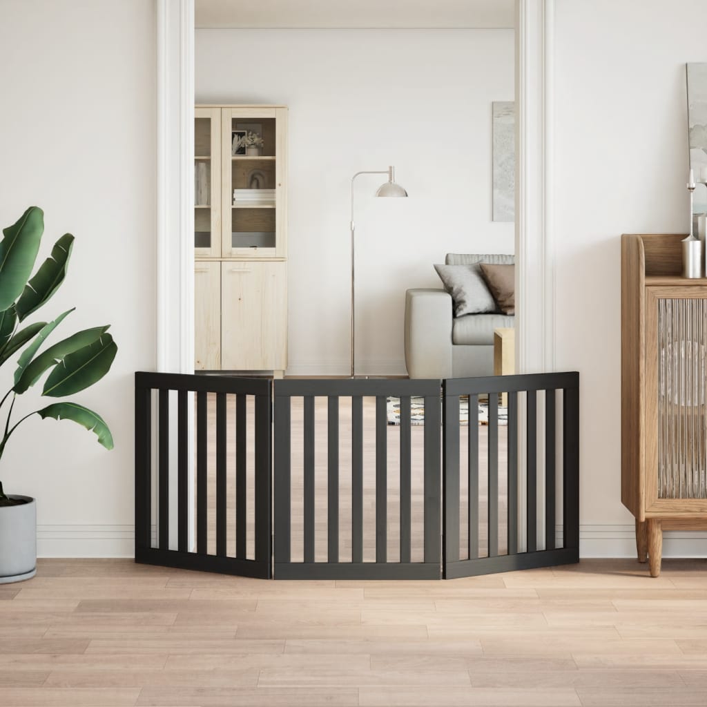 hundelåge 3 paneler 150 cm foldbar poppeltræ sort