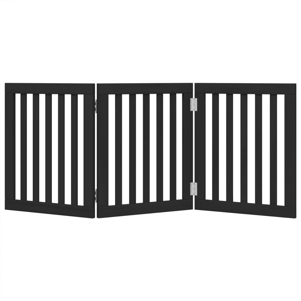hundelåge 3 paneler 150 cm foldbar poppeltræ sort